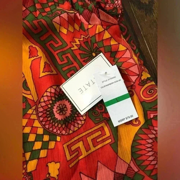 1.State Women’s L Tie Neck Short Flutter Sleeve Blouse in Raspberry Rose - NWT!! - Picture 7 of 12